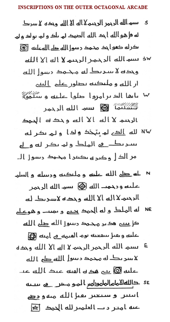 Inscriptions on the outer Octagonal Arcade (Arabic)