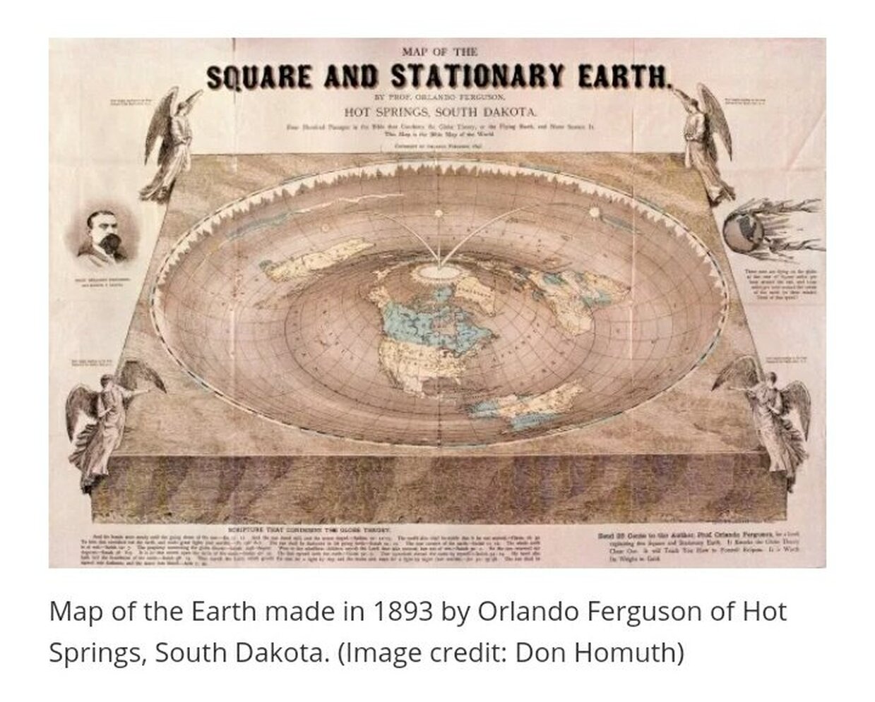 Flat Earth map 4 corners Year: 1893 AD