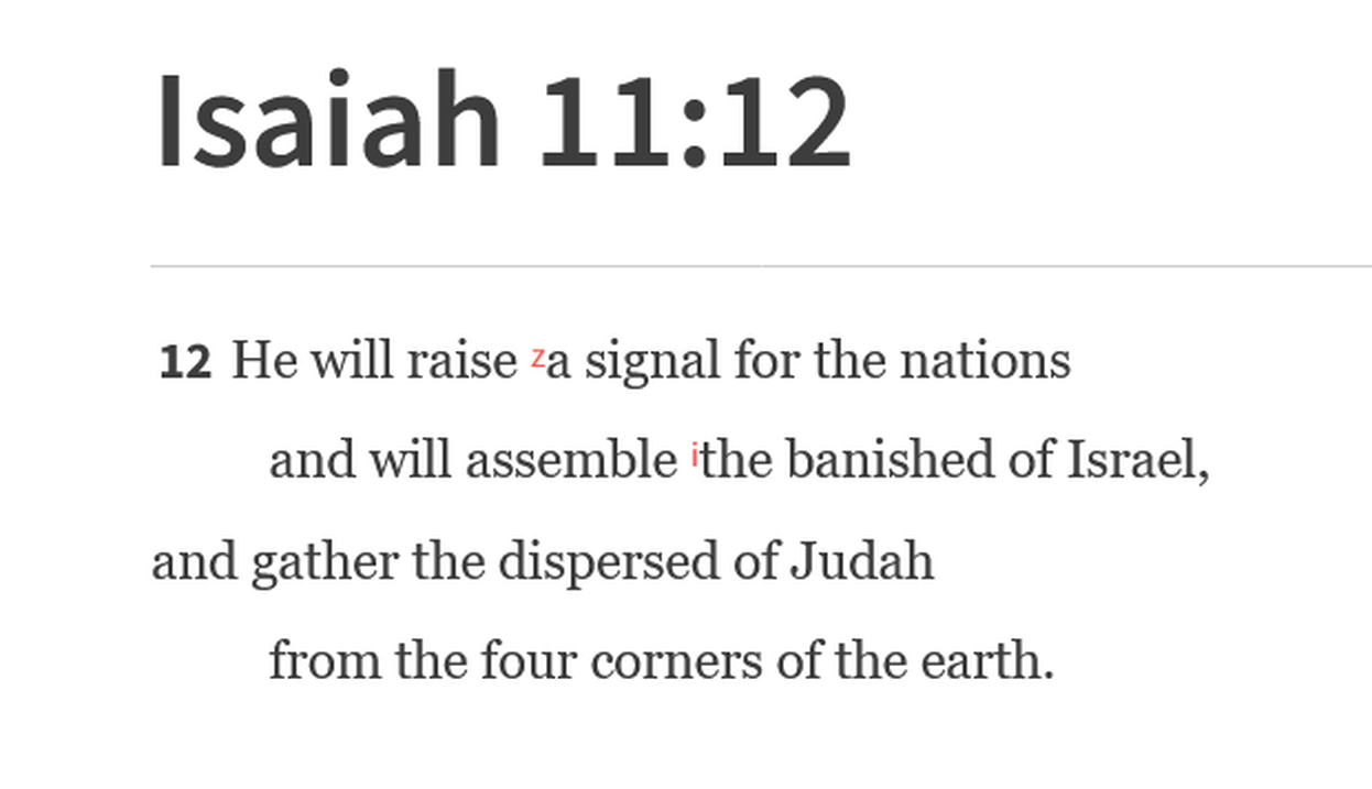 Isaiah 11:12 4 Corners of Earth 