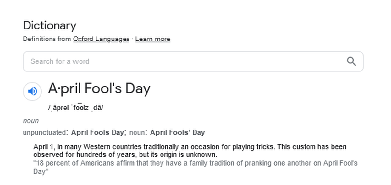 Definition of April Fool's Day