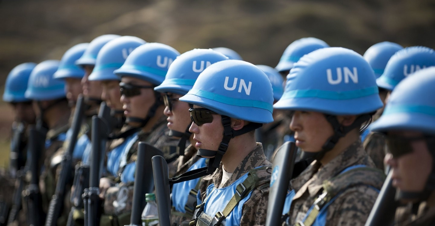 The United Nations soldiers ready to attack in the name of peace.