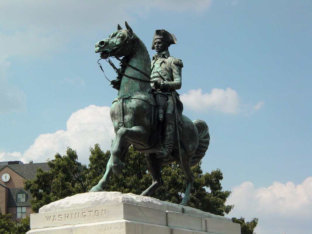 Lieutenant General George Washington in Washington Circle in D.C. 